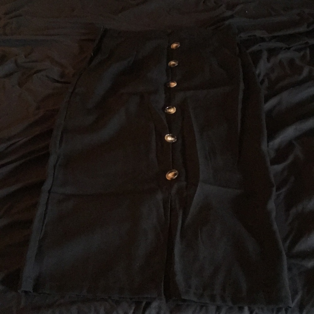 Black pencil skirt with front buttons